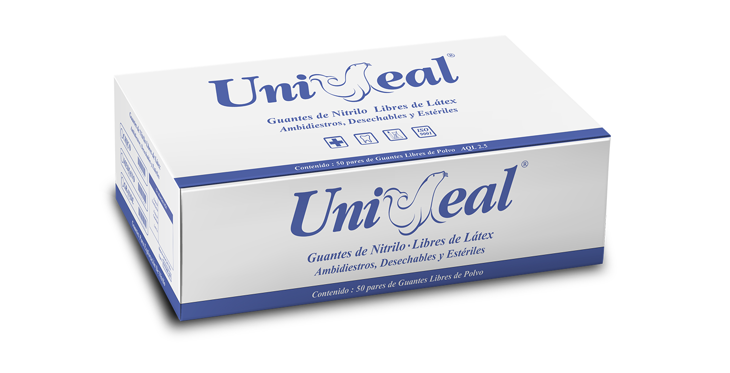 Guante de Nitrilo Esteril Uniseal C/50pares - Deposito Dental DentalShopMX