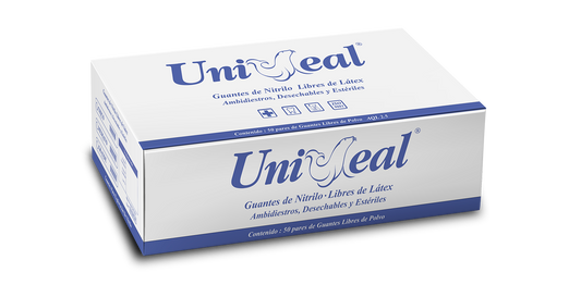 Guante de Nitrilo Esteril Uniseal C/50pares - Deposito Dental DentalShopMX