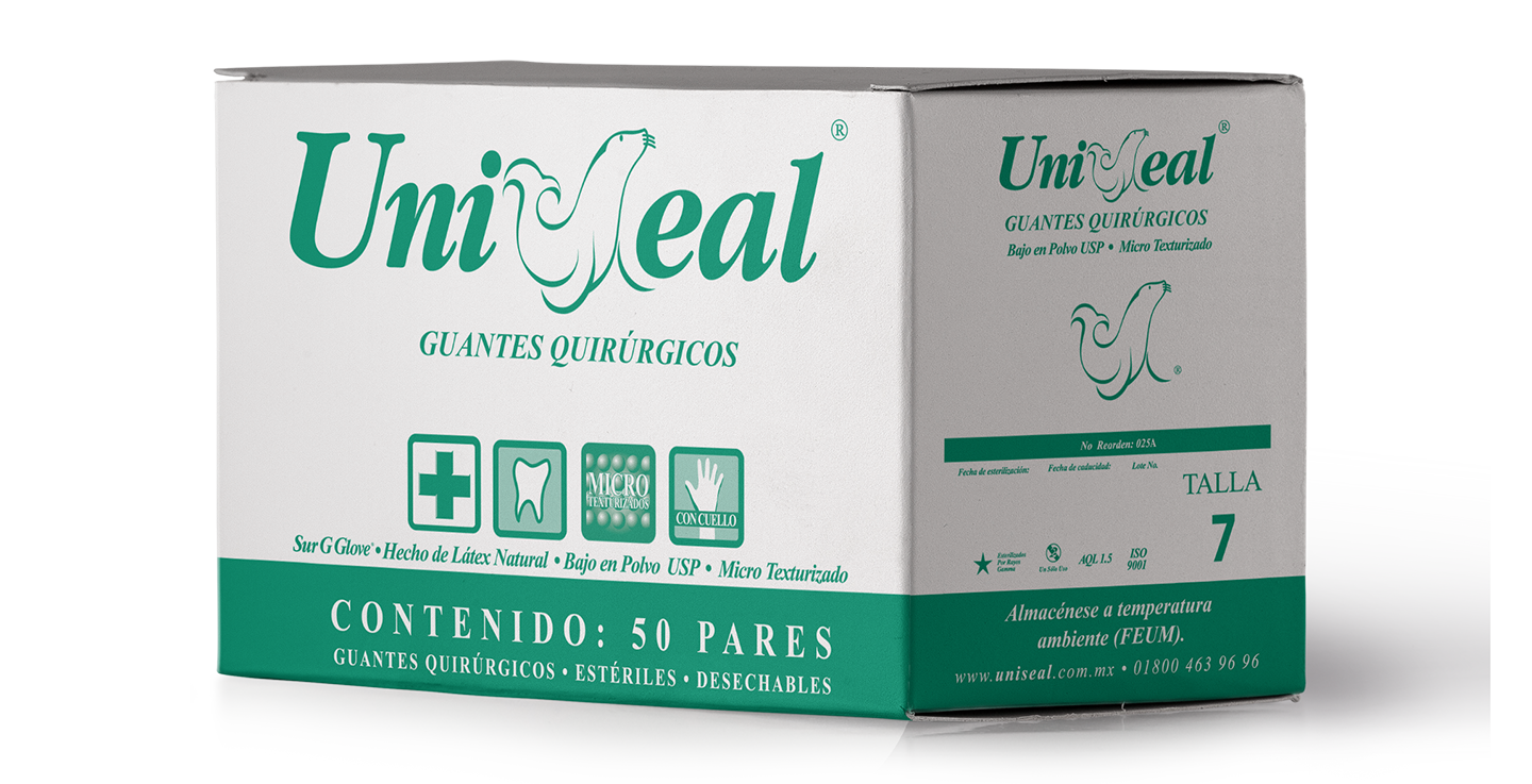 Guantes de Latex Estériles Quirúrgicos Uniseal C/50pares - Deposito Dental DentalShopMX