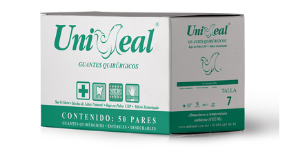 Guantes de Latex Estériles Quirúrgicos Uniseal C/50pares - Deposito Dental DentalShopMX