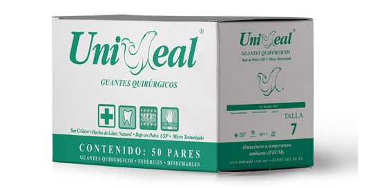 Guantes de Latex Estériles Quirúrgicos Uniseal C/50pares - Deposito Dental DentalShopMX