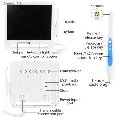 Endoscopio Dental con Monitor LCD 17" Cámara Intraoral Digital con Wifi 18MP