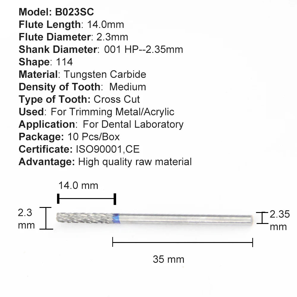 Set de fresones de tungsteno para corte y pulido laboratorio dental 10pcs - Deposito Dental DentalShopMX