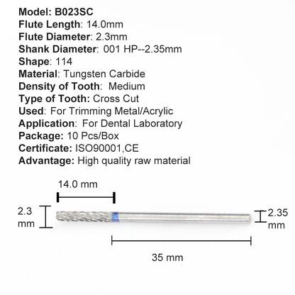 Set de fresones de tungsteno para corte y pulido laboratorio dental 10pcs - Deposito Dental DentalShopMX