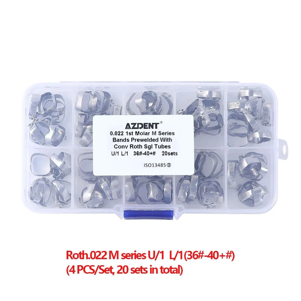 Bandas Molares con Tubo de Acero Inoxidable 80pcs - Deposito Dental DentalShopMX