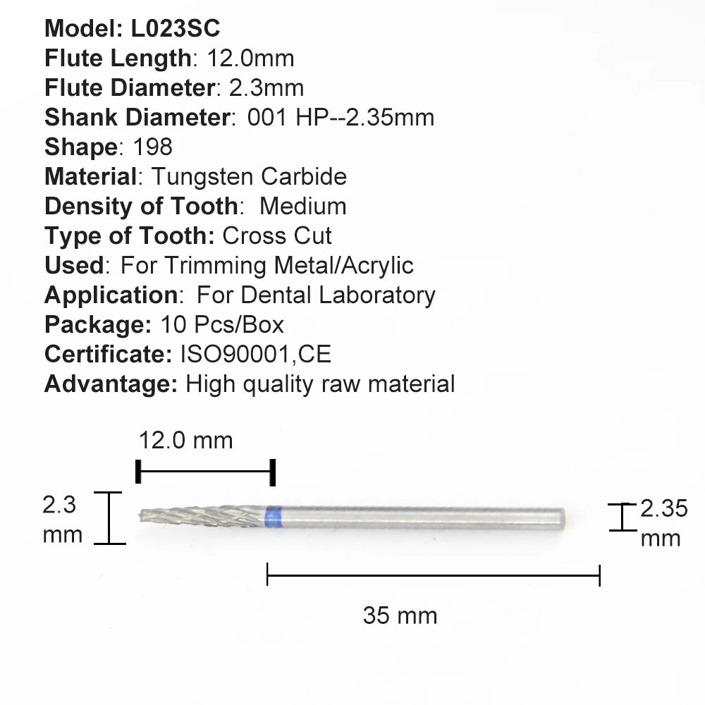 Set de fresones de tungsteno para corte y pulido laboratorio dental 10pcs - Deposito Dental DentalShopMX