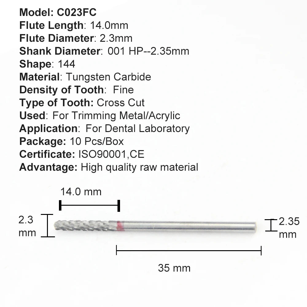 Set de fresones de tungsteno para corte y pulido laboratorio dental 10pcs - Deposito Dental DentalShopMX