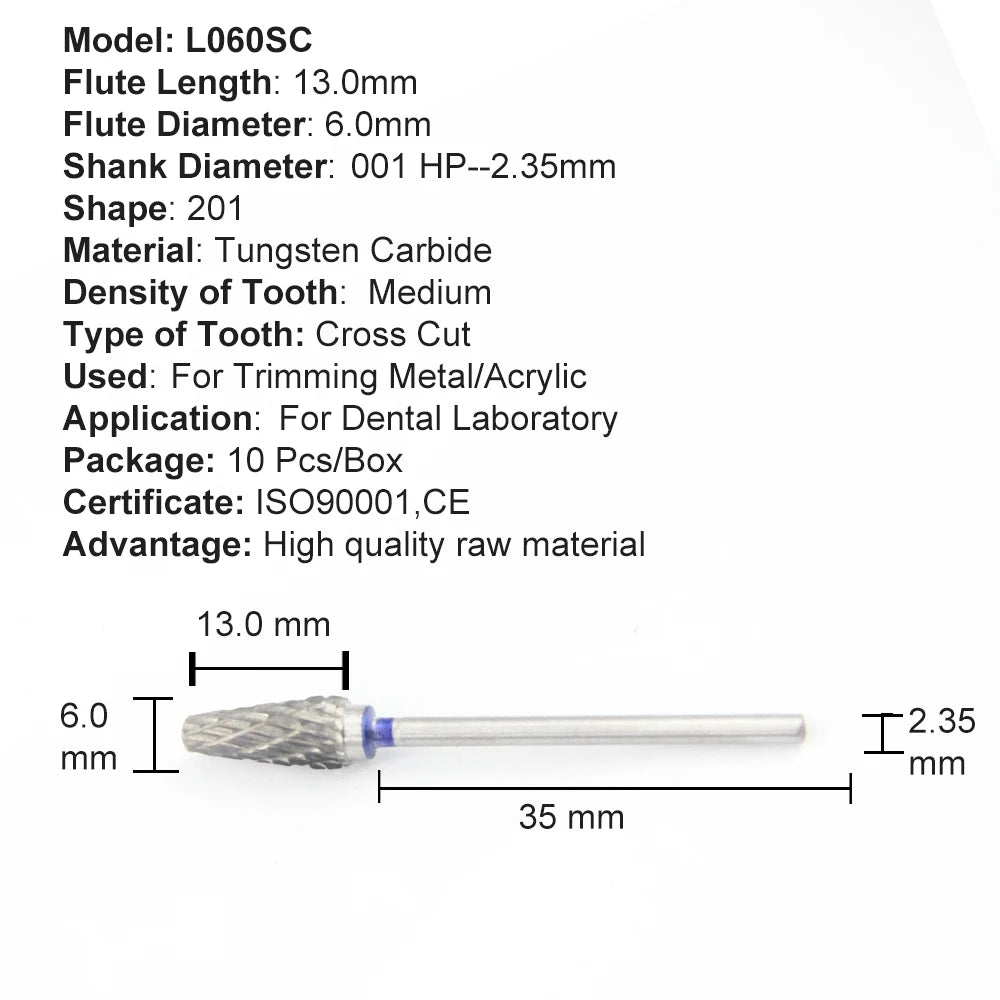 Set de fresones de tungsteno para corte y pulido laboratorio dental 10pcs - Deposito Dental DentalShopMX