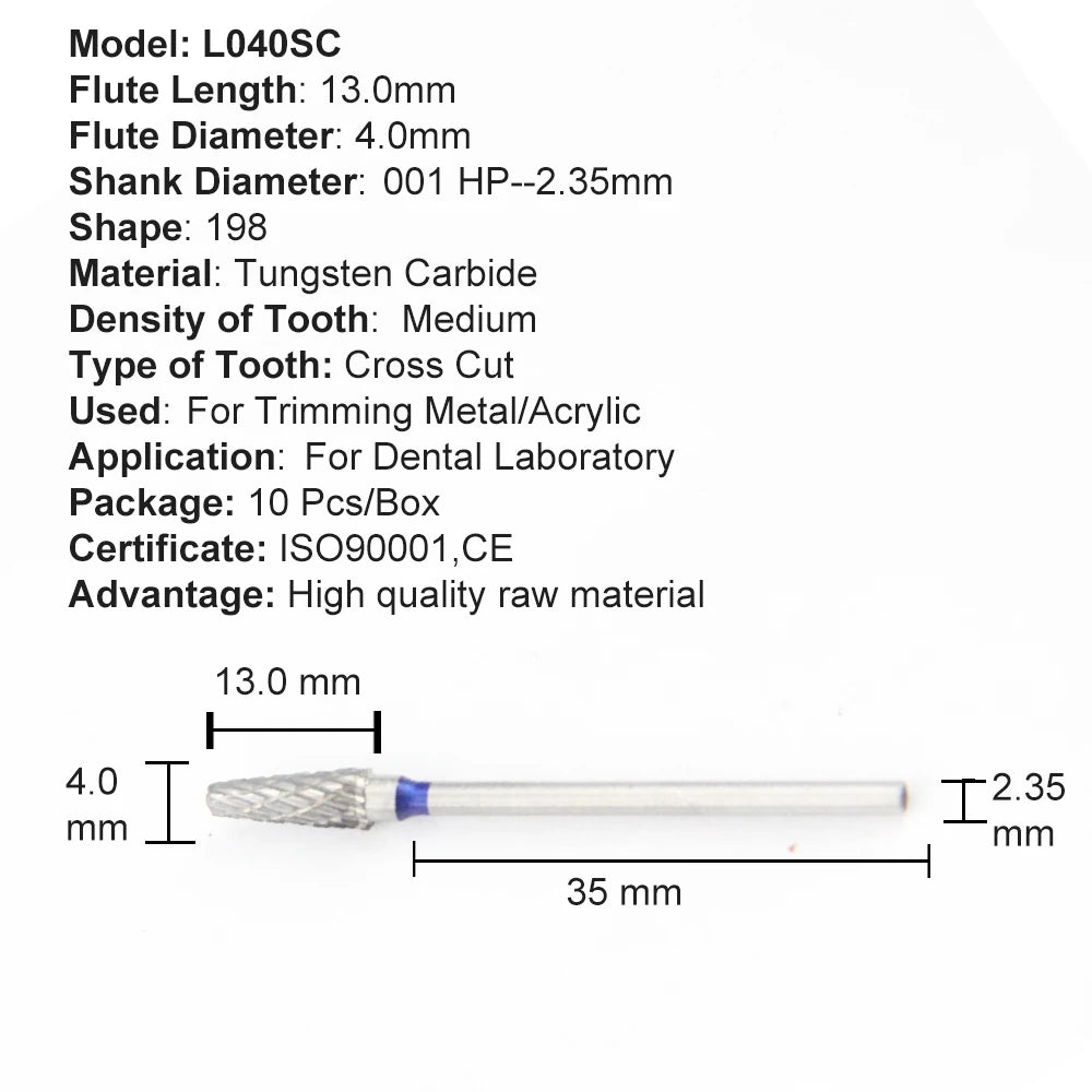 Set de fresones de tungsteno para corte y pulido laboratorio dental 10pcs - Deposito Dental DentalShopMX