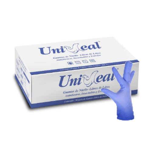 Guante de Nitrilo Esteril Uniseal C/50pares - Deposito Dental DentalShopMX